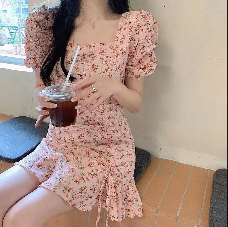여자 여름 꽃무늬 스커트 부드러운 느낌 원피스 스타일이 시크한 아트웍 스커트 크리미 원피스
