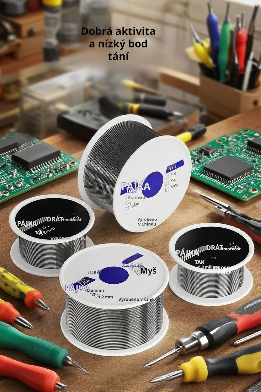 Nízkoteplotní snadno tavitelný pájecí drát detail
