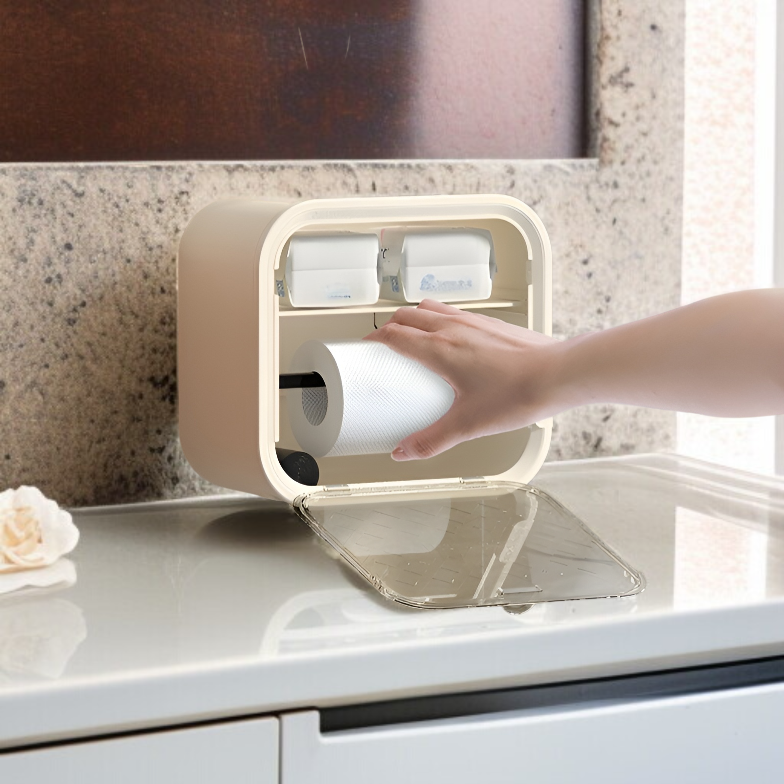 トイレットペーパーボックス、トイレットペーパーボックス、ティッシュホルダー、多機能収納ラック、ペーパーボックス、生理用ナプキン収納ボックス