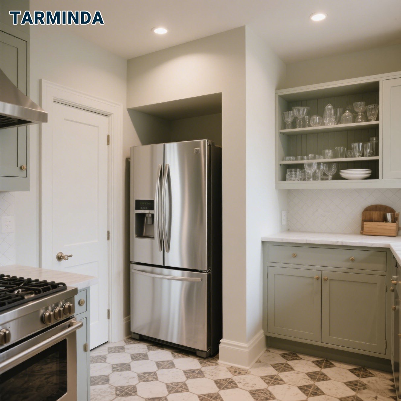 Vista frontal del frigorífico doble puerta