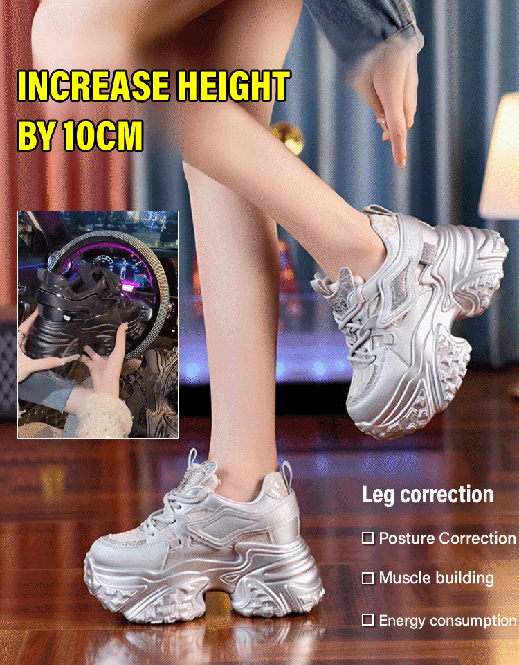 Add 10cm to your height with these rhinestone-embellished chunky dad shoes