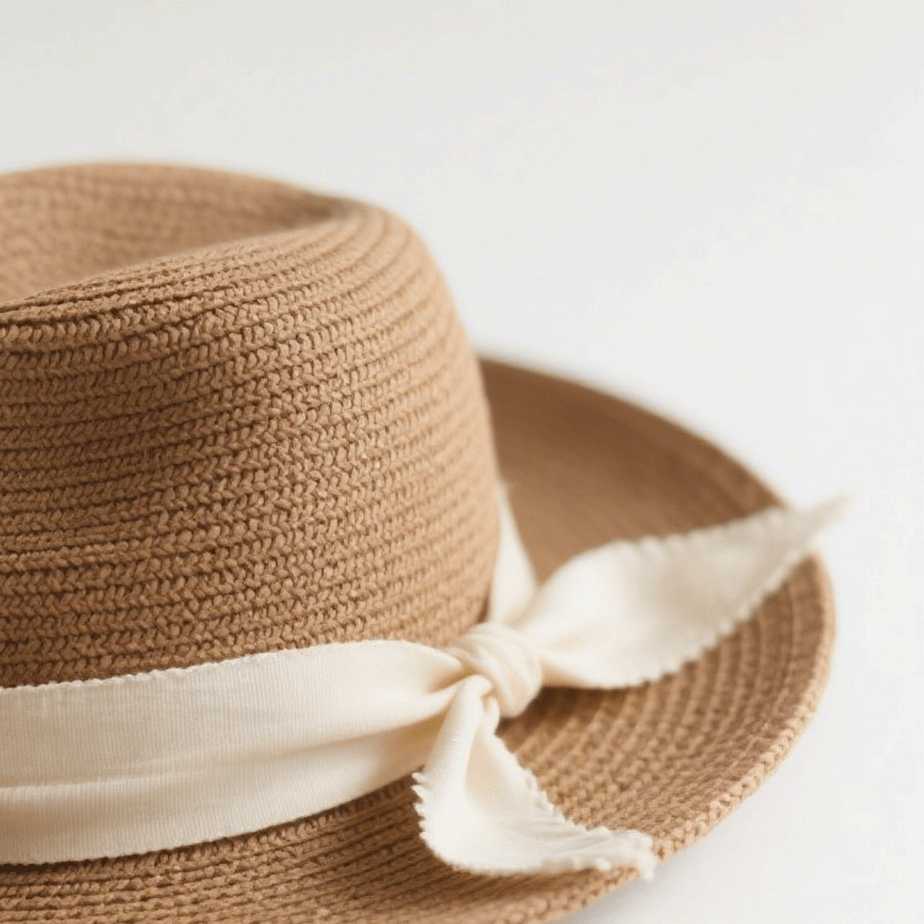 Könnyű, kézzel szőtt lányka szalmakalap tengerparton