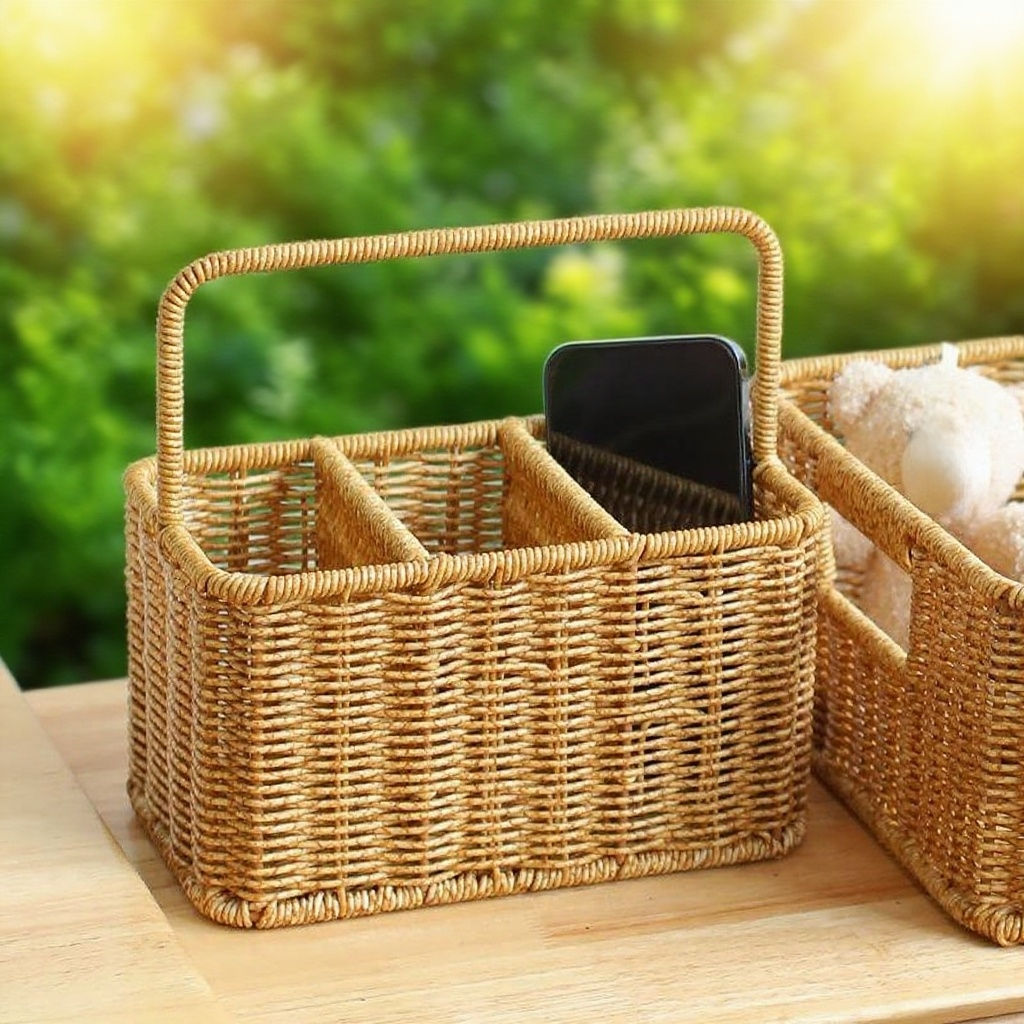 다기능 등나무 편제 격자 수납 정리 광주리