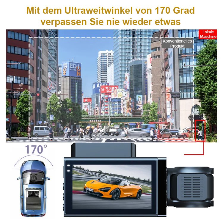 HD-Wifi-Auto-Recorder mit drei Aufzeichnungen