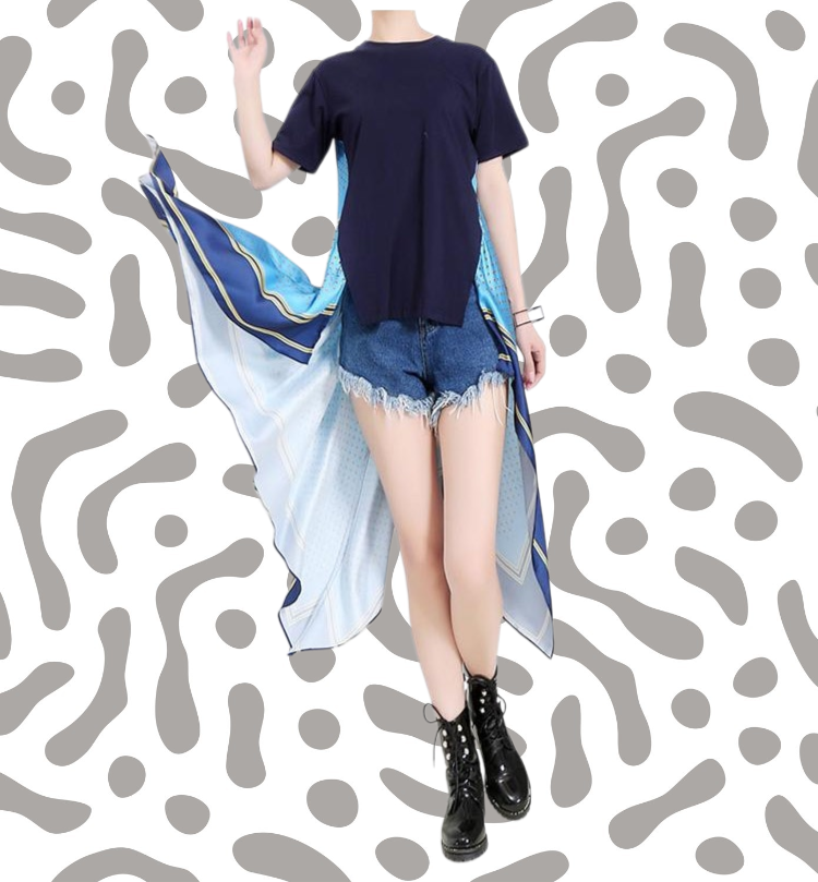 おしゃれな裾変形デザインのディテール