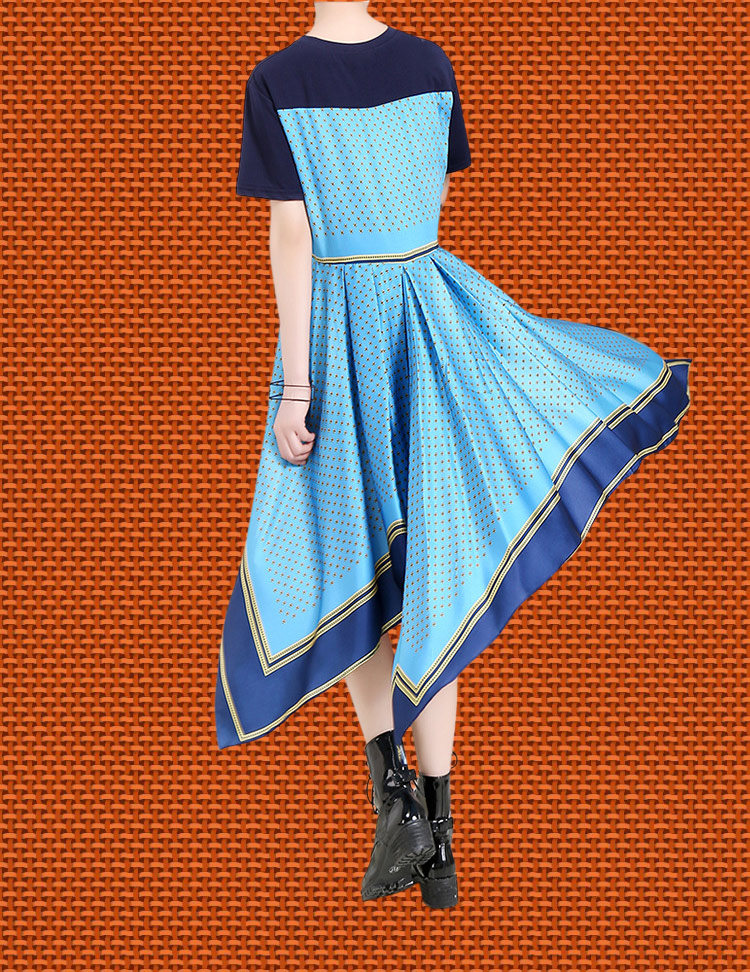 ロングトップス　売切れ御免 裾変形デザイン  サイドチュニック 燕尾 スクエアヘムTシャツ