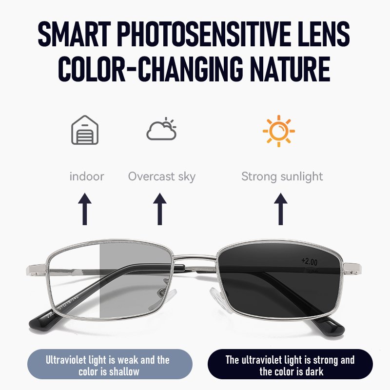 New multi-focal color-changing blue light blocking reading glasses