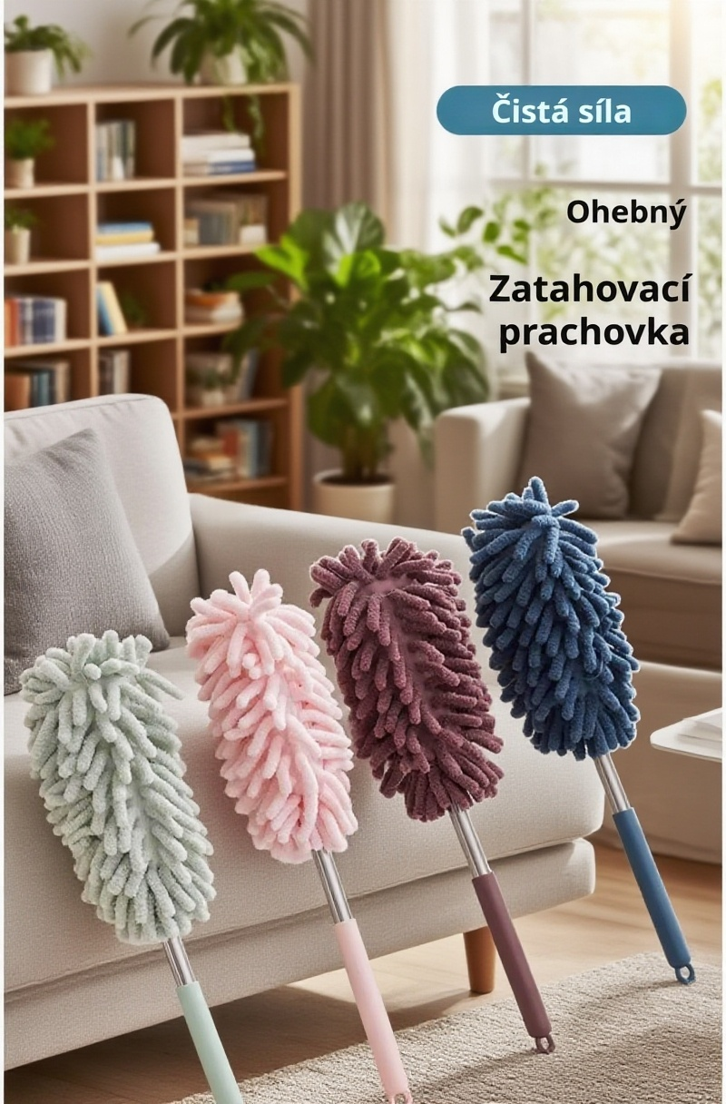 Prachovka z kuřecího peří na domácí úklid