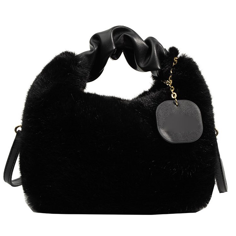 크림 뽀글이 작은 토트백