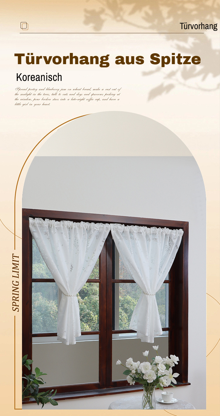 Pastorale amerikanische Lavendelblumenvorhänge Fenstervorhänge Französische weiße Spitze Wohnzimmer 