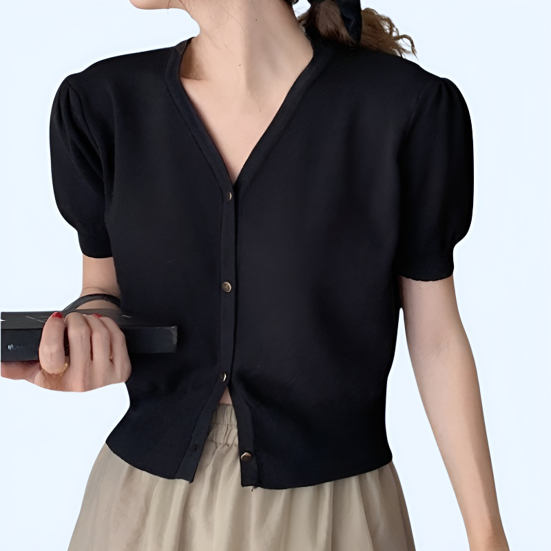 レディースアイスVネックニット半袖