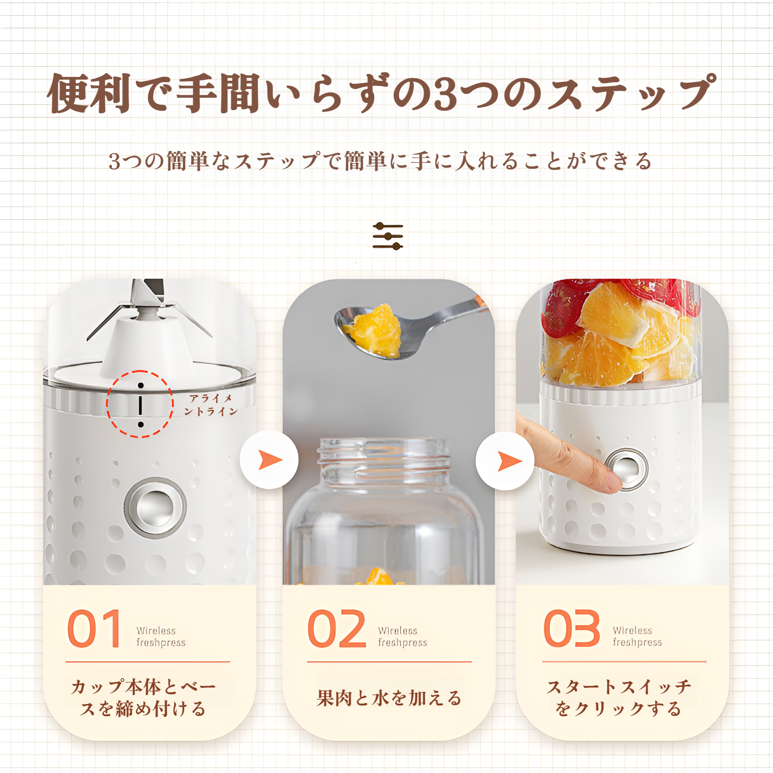 洗いやすい分解可能なジューサーパーツ