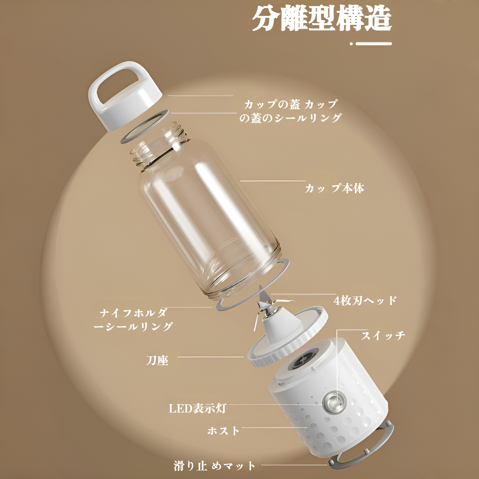 フルーツや野菜をジューサーに入れるイメージ
