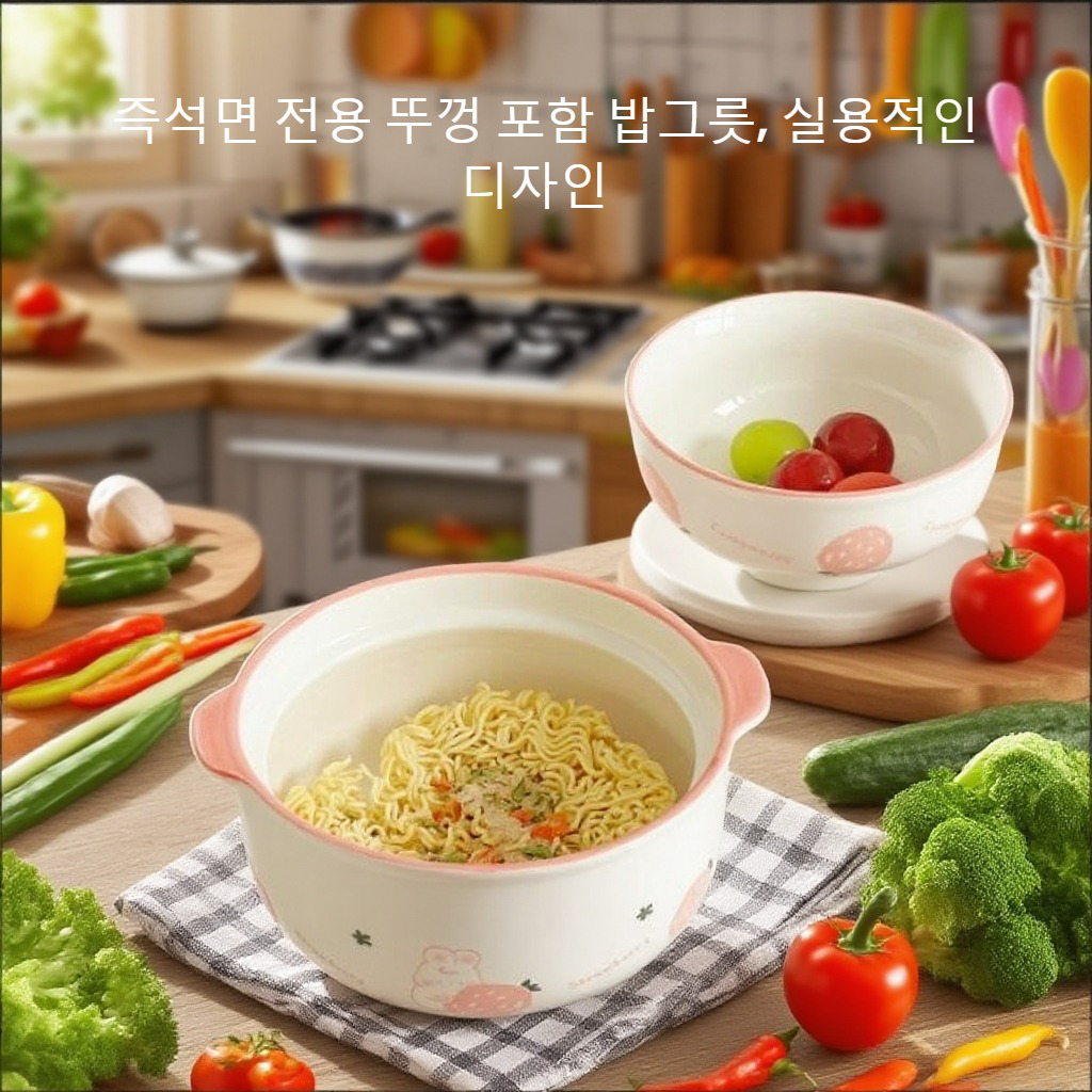 뚜껑과 손잡이 두 개가 달린 귀여운 세라믹 그릇