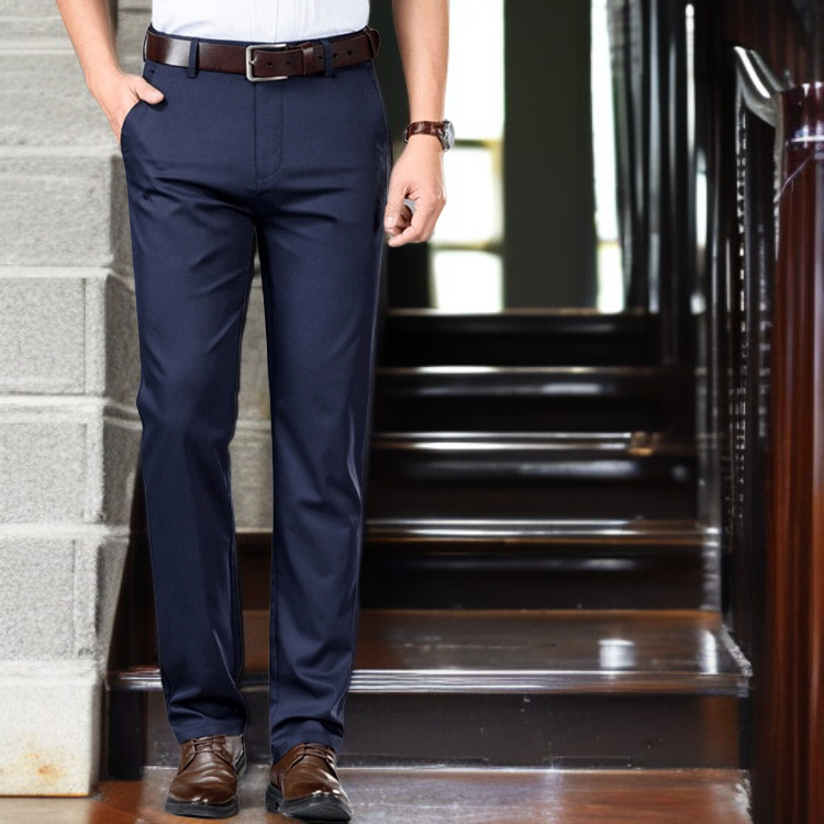 お父さんのカジュアルパンツ 通気性の良いズボン メンズ 春 夏 秋の生地 四方ゴム ハイウエスト 中高年のカジュアルパンツ