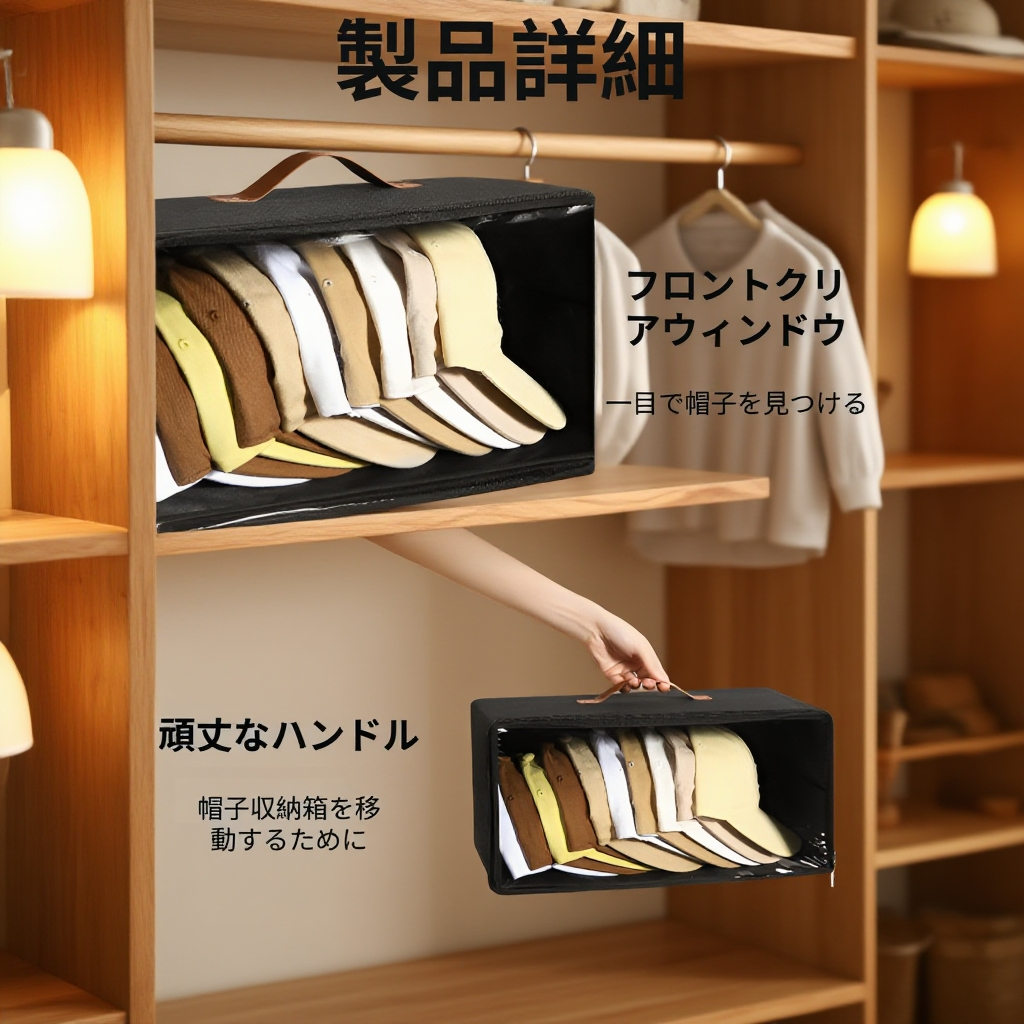 クローゼットに設置した帽子収納ケース