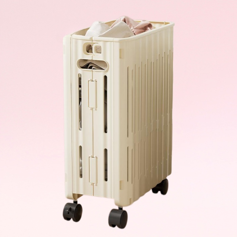 ตะกร้าผ้าสกปรกพับได้ ตะกร้าเก็บเสื้อผ้าแบบมีล้อ