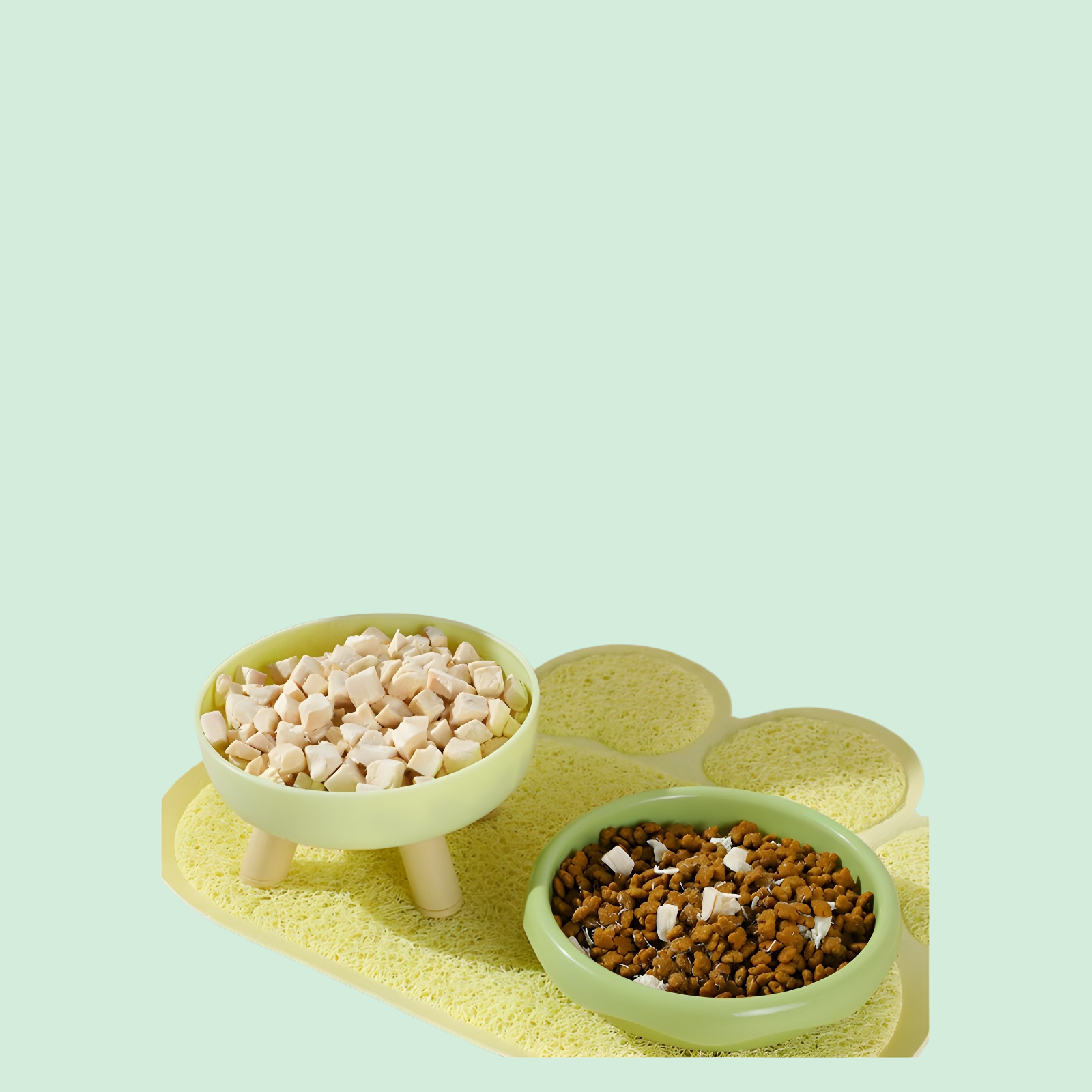 JMY-甜甜圈馬卡龍色貓碗四腳高碗塑膠平口貓咪食盤寵物用品