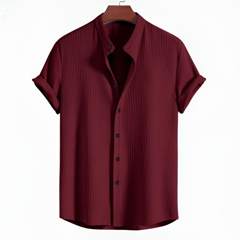 夏のメンズ半袖シャツ 無地 メンズ半袖トップス メンズシャツ
