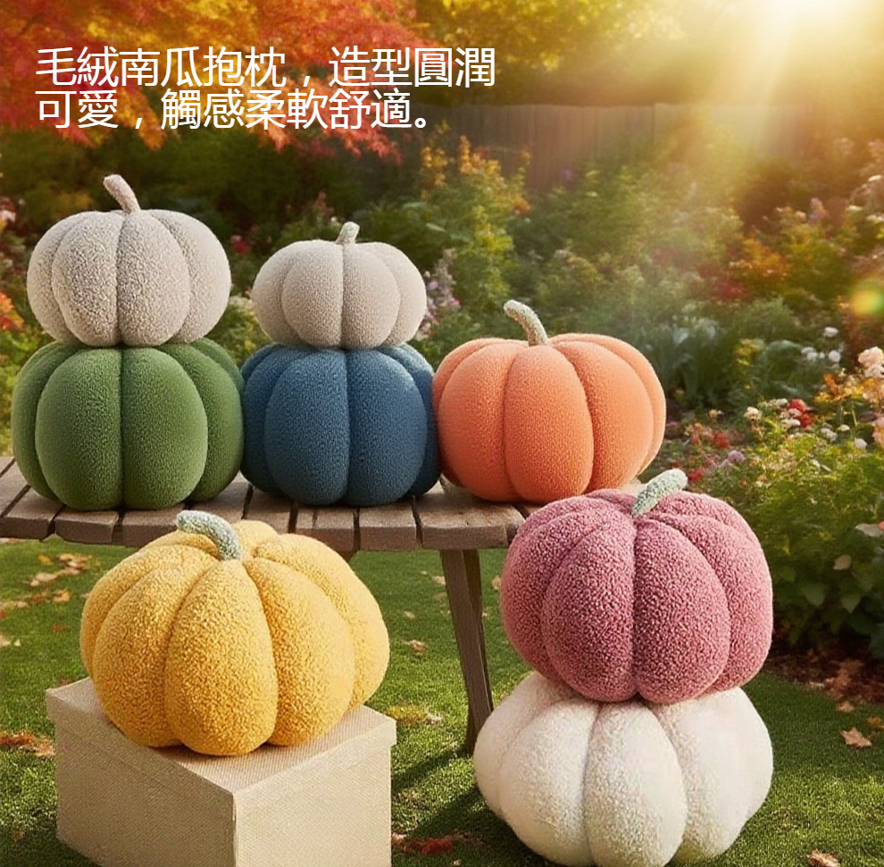 南瓜抱枕靠墊軟綿舒適材質特寫