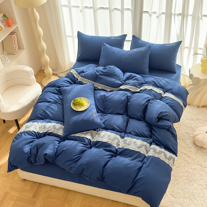 A류 워싱 면 이중사 주름 면 레이스 레이스 4종 세트