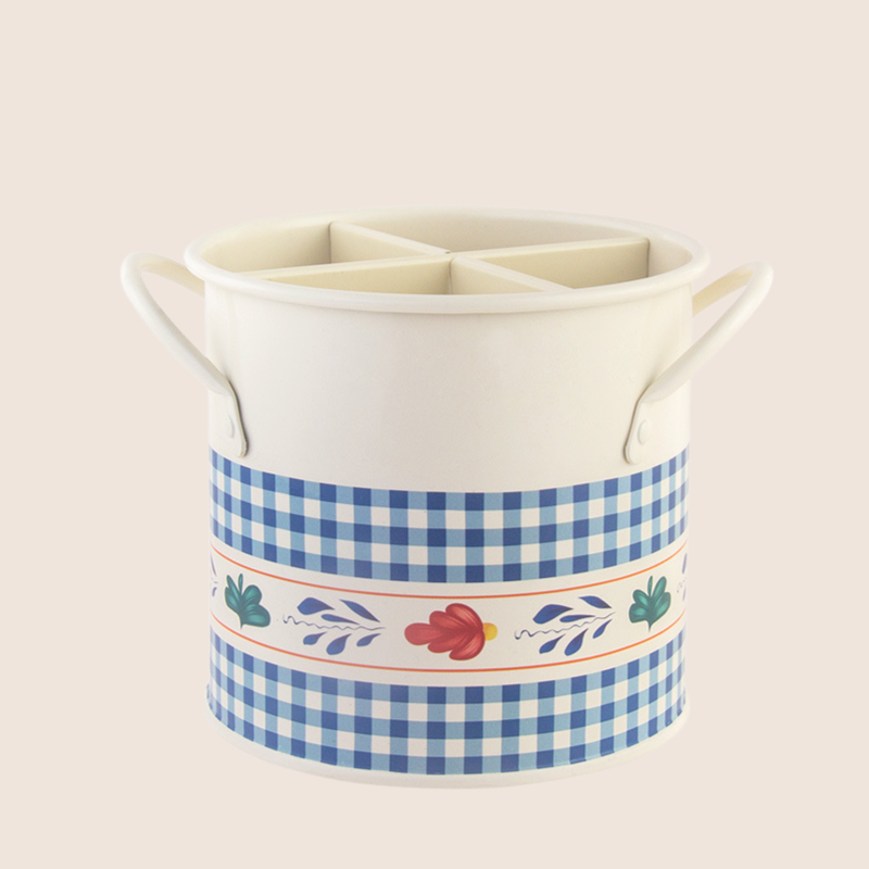 복고풍 젓가락 숟가락 식기 칸별 수납 원통