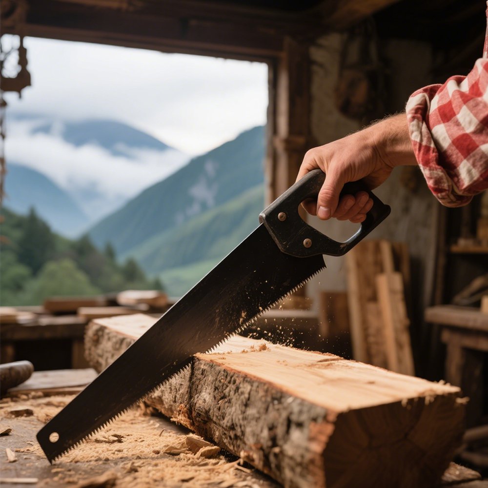 매우 긴 두꺼운 이빨 톱