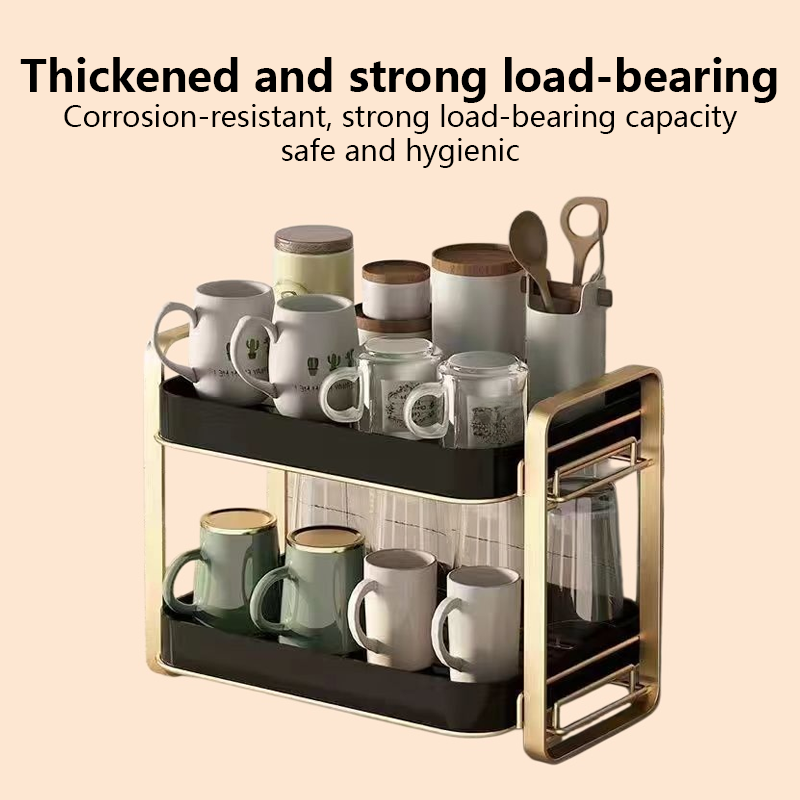 Desktop organizer glass cup tray tea set storage box