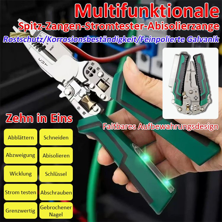 【Zehn in einem】Multifunktionale, scharfzüngige Kraftmess- und Abisolierzange