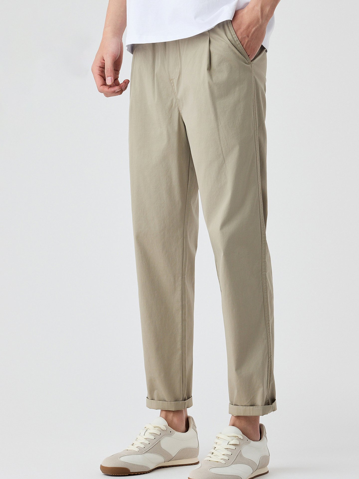 Pánské ležérní kalhoty s elastickým pasem a zúženým pasem