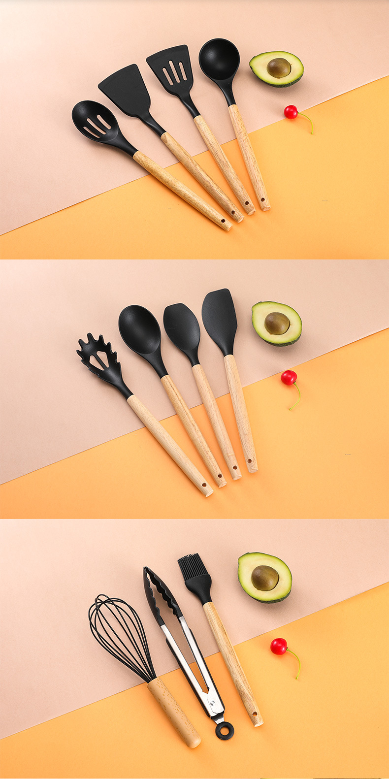 調理中のシリコンキッチン用品使用例