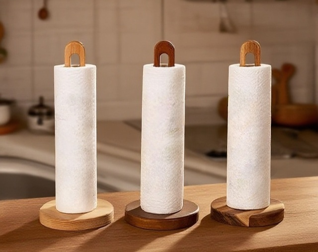 주방 인테리어에 어울리는 실목 종이 수납대