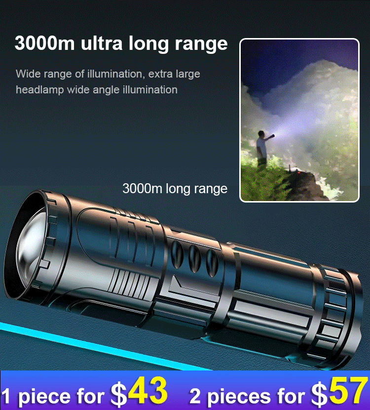 White Laser Telescopic Zoom Flashlight