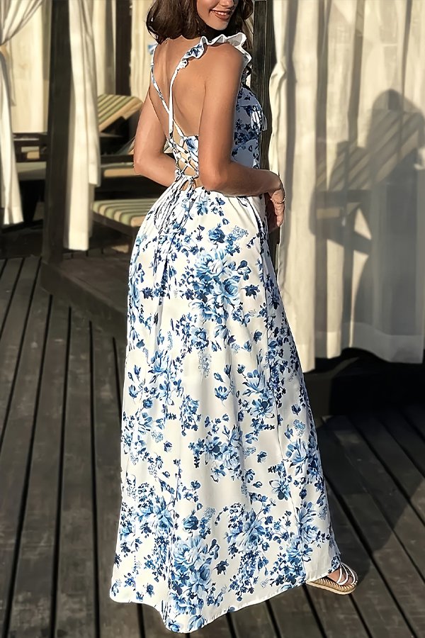 Floral High-Slit Dress for Summer 