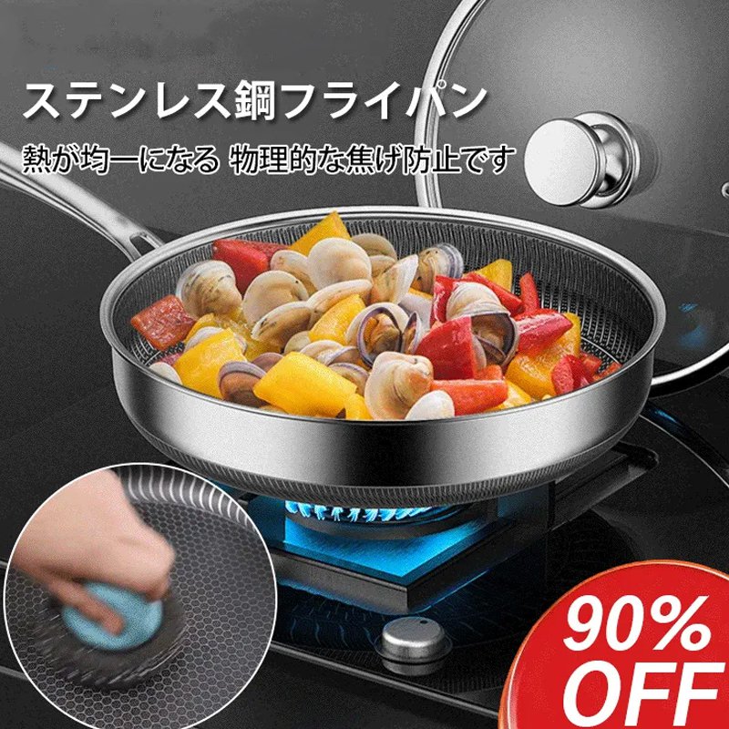 ドイツ産ステンレス鋼フライパン 鍋深：6cm