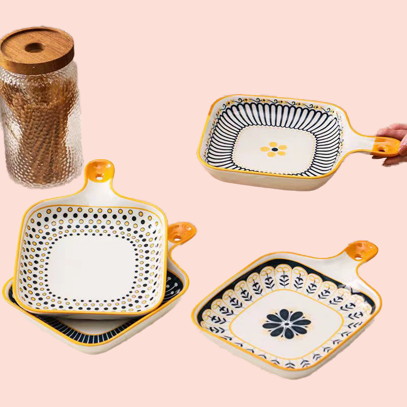 シンプルな家庭用食器セット（釉下彩のボウルとプレート）