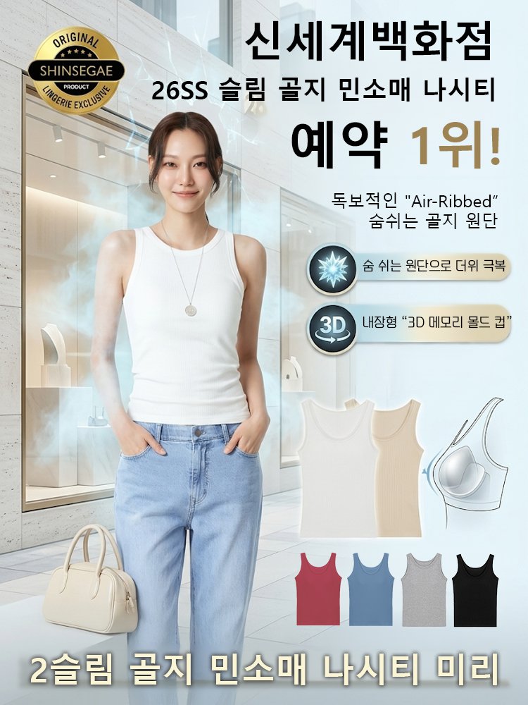 26SS 슬림 골지 민소매 나시티