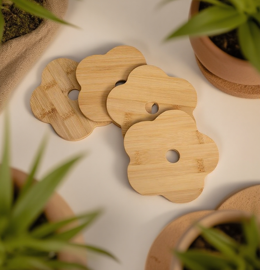 실목 내열 방열 매트 주방 테이블에 놓인 모습