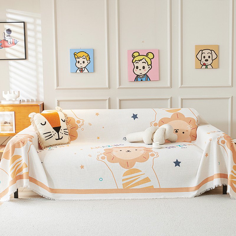 可愛いキャラクターのシンプルな一枚式ソファカバー