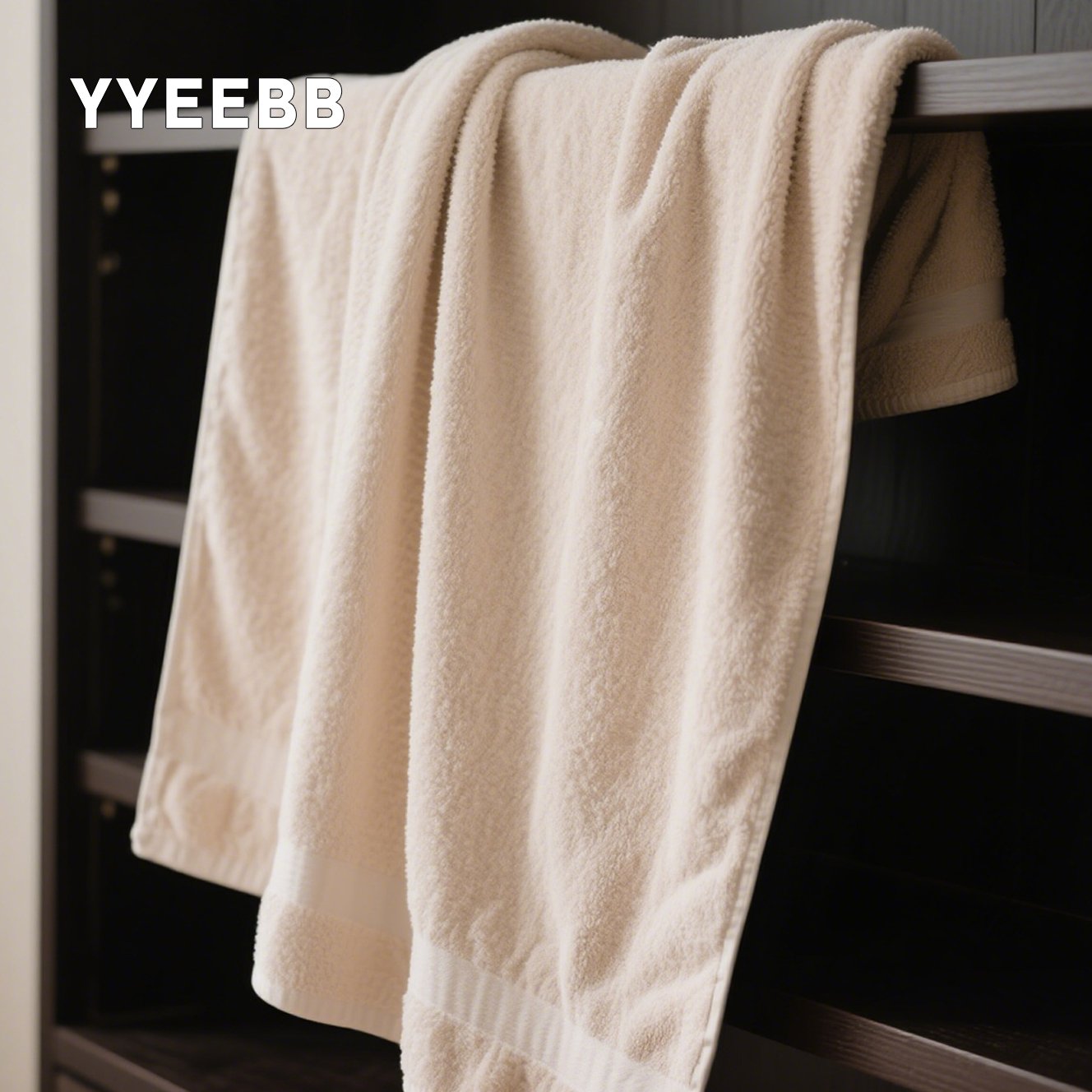 Prosty beżowy ręcznik kąpielowy do użytku domowego