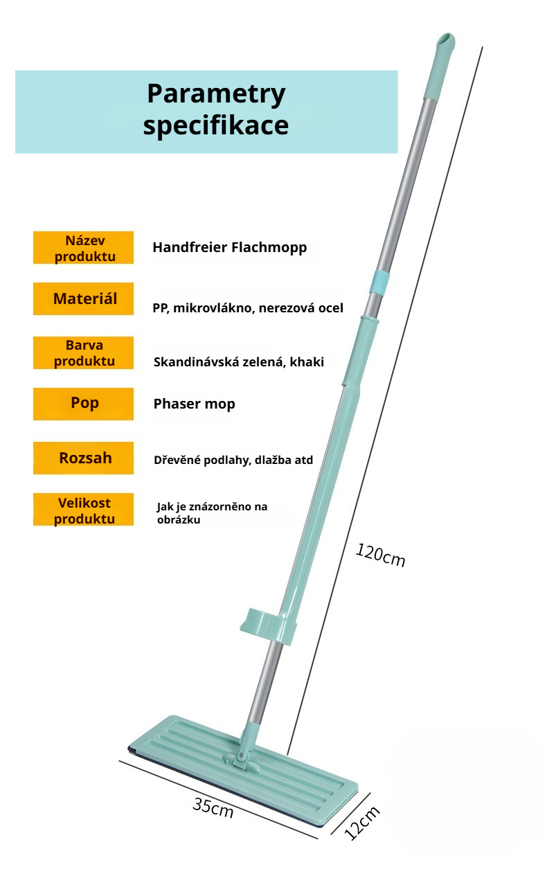 Ergonomický mop vhodný pro dřevěné povrchy