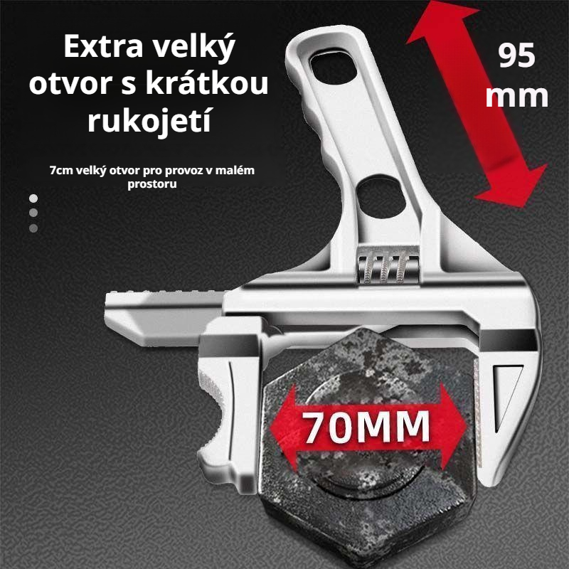 Manuální klíč s velkým otvorem a krátkou rukojetí, odolný