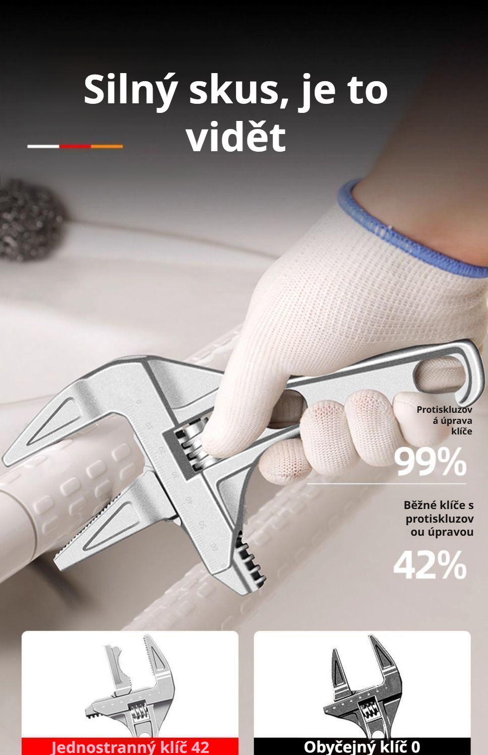 Detail zpracování klíče s velkým otvorem