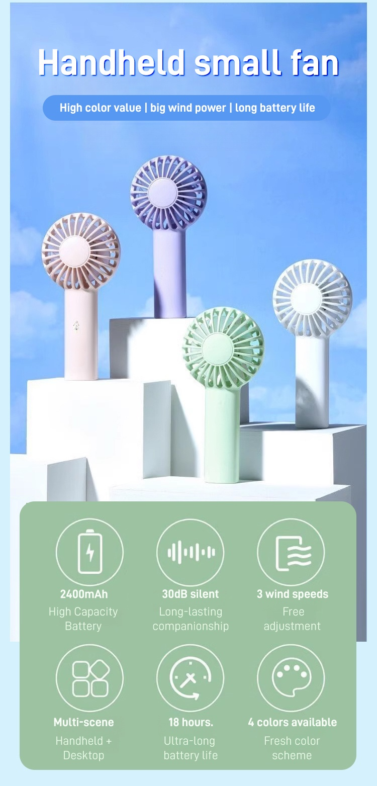 Portable fan with high wind power on a desk