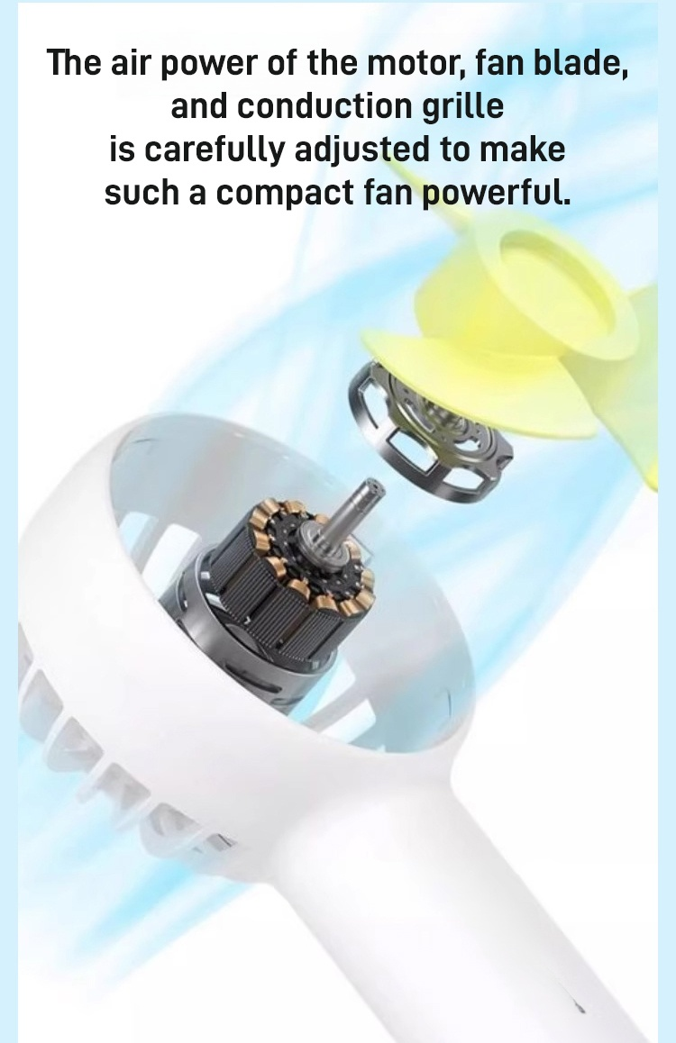 Lightweight handheld fan with powerful wind