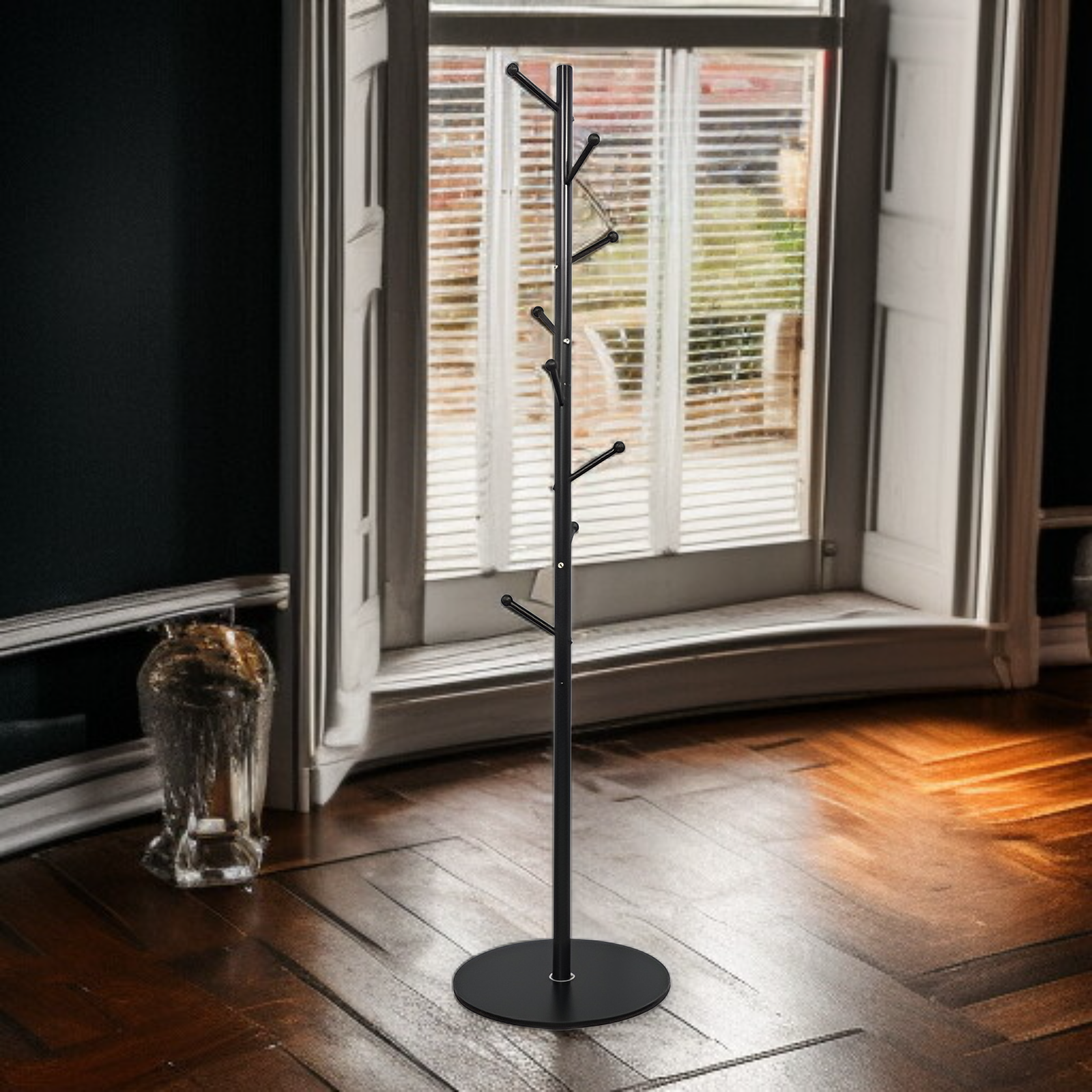 现代简约立式挂包架子法式铁管衣帽架底座挂烫机可用卧室