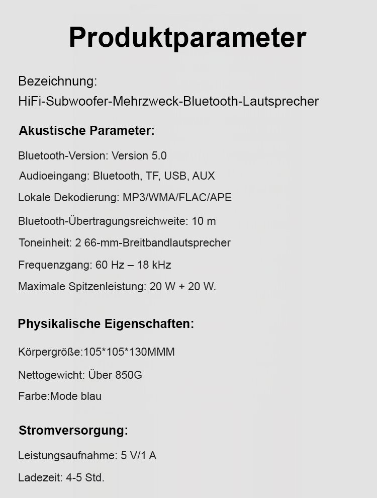 Moderner Bluetooth-Lautsprecher mit Subwoofer