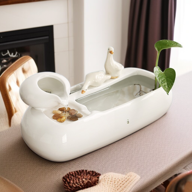 セラミック水循環水幸運オフィスデスクトップ装飾コーヒーテーブル噴水水景小さな装飾品オープニング