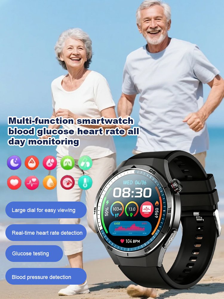 Smart Watch with All-day Blood Sugar & Heart Rate Monitoring, Bluetooth Calling, Fitness Tracker