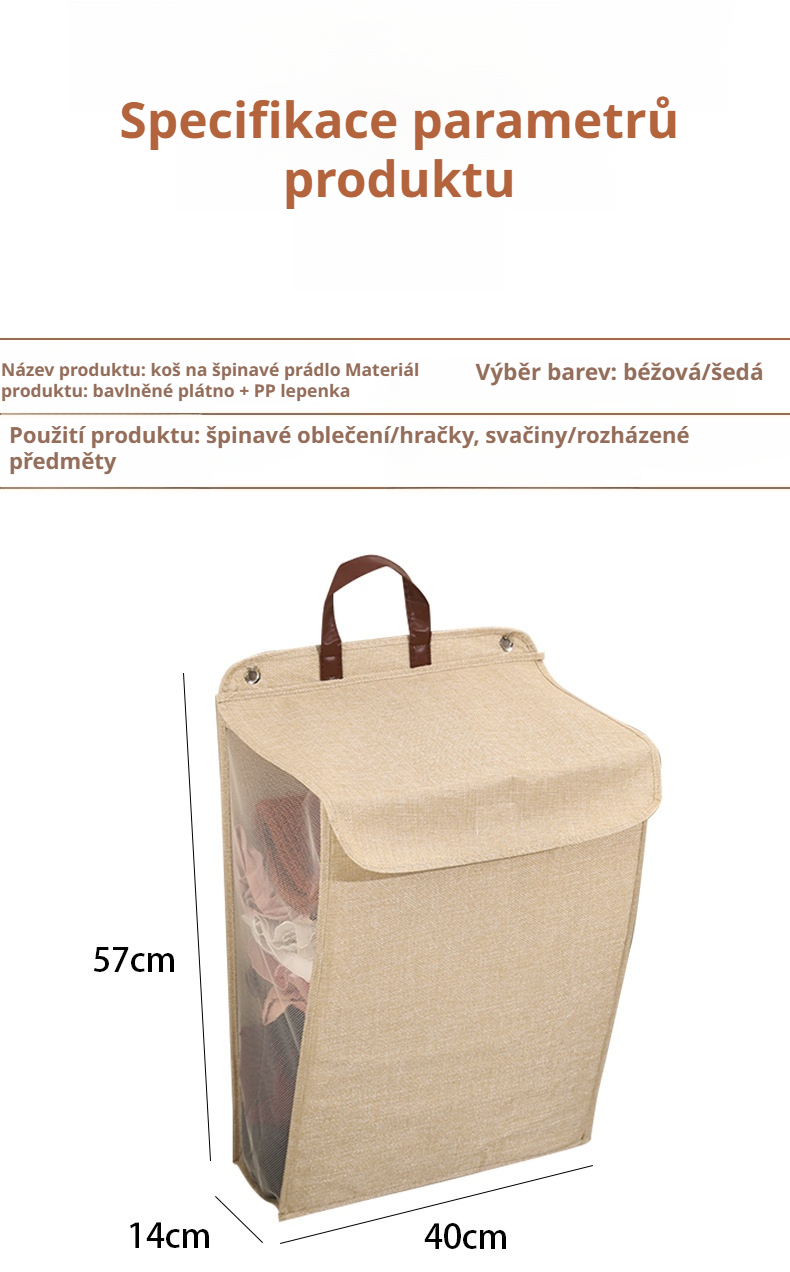 Skládací textilní koš na prádlo s velkým objemem v moderním designu
